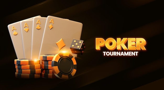 Vliegende pokerchips en token dobbelstenen 3D Casino achtergrond Gokken Plying kaarten Casino tekst