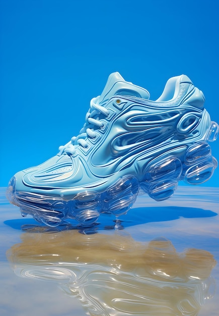 Foto vliegende sneakers of futuristisch schoenontwerp