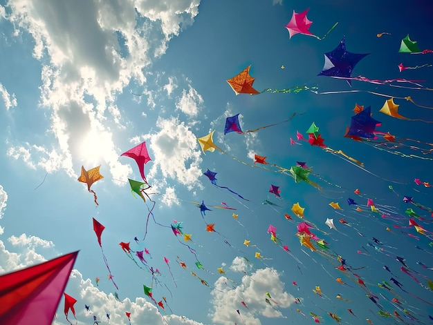 Vliegers vliegen in de lucht Makar Sankranti festival India