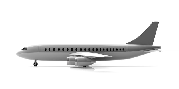 Vliegtuig geïsoleerd op witte achtergrond zijaanzicht 3d illustratie
