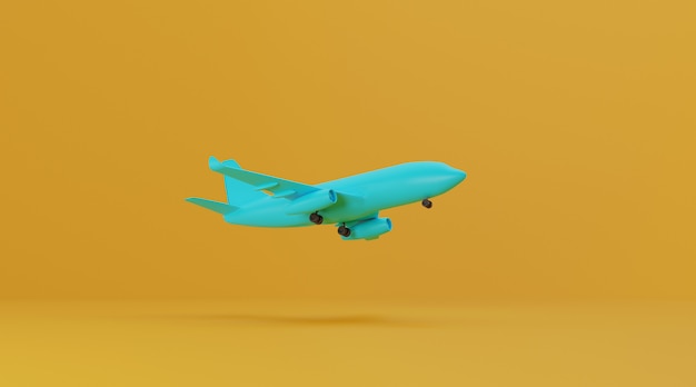 Vliegtuig op gele achtergrond.