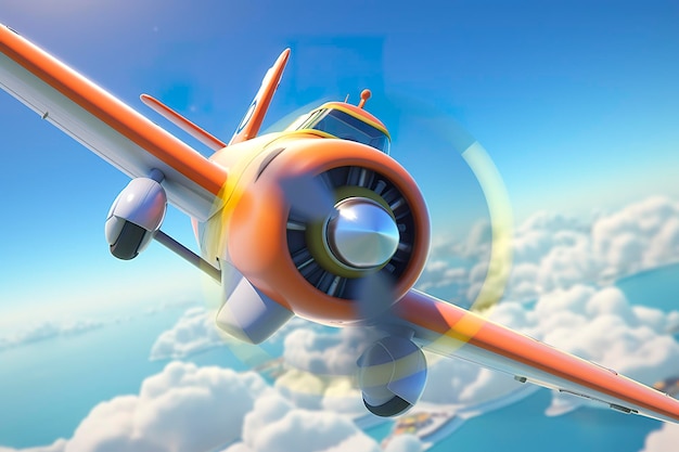 Vliegtuigduiken door de wolken AI generatief