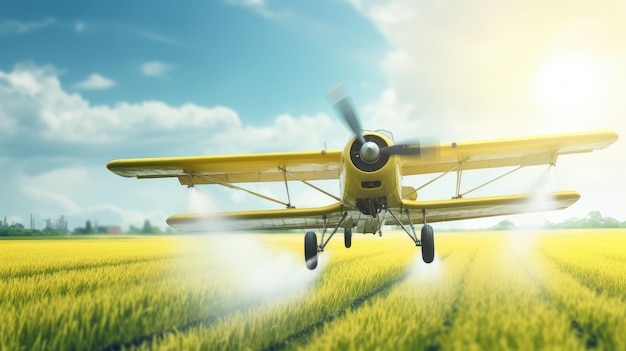 Vliegtuigen die gewassen bespuiten gewassen bespuiten chemicaliën om de groei van gewassen te versnellen vuile agribusiness