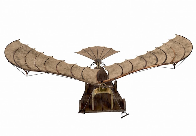 Vliegtuigvliegmachine Leonardo do Vinci behang vooraanzicht voorzijde