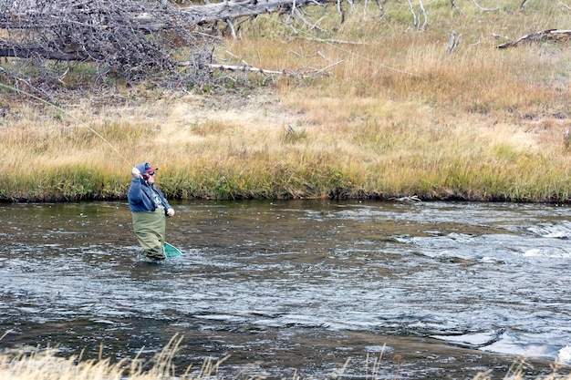 Vliegvissen in Fairy Creek in Yellowstone National Park