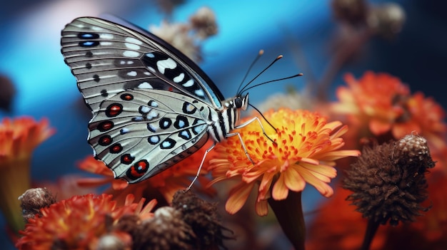 Vlinder aan een bloem in de tuin