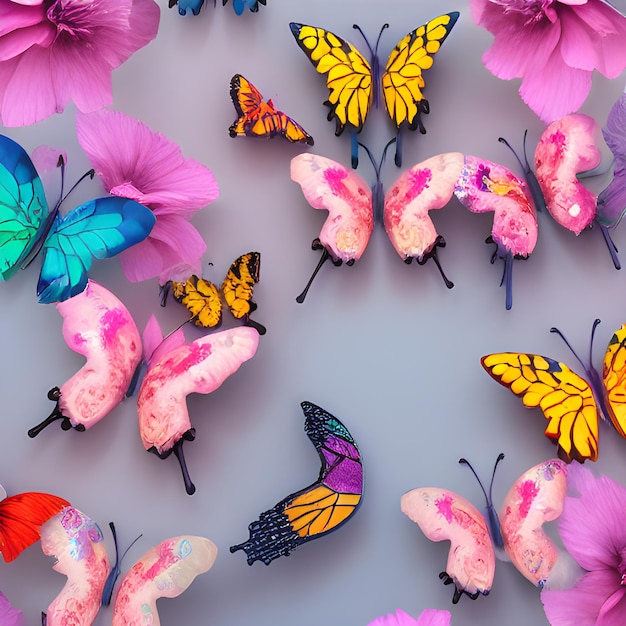 Vlinder abstracte achtergrond met veel verschillende vlinder willekeurige elementen patroon ontwerp behang foto's