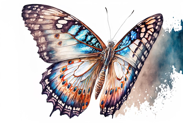 Vlinder in aquarel geïsoleerd op wit