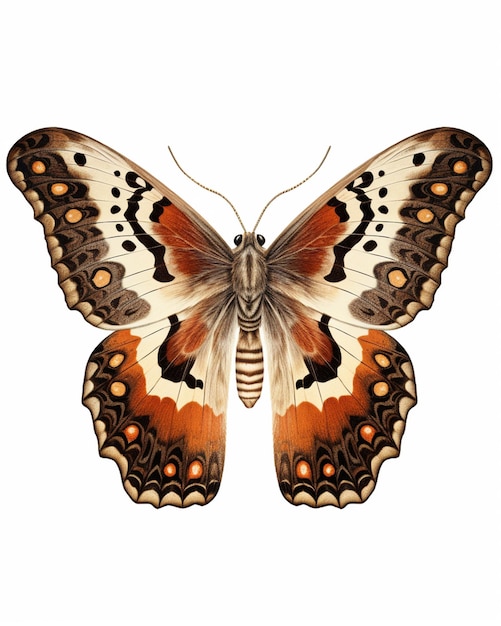 vlinder met oranje en witte vleugels en zwarte vlekken op zijn vleugels generatieve ai
