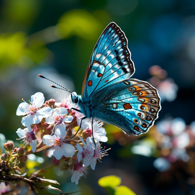 Vlinder op de bloem in het bos