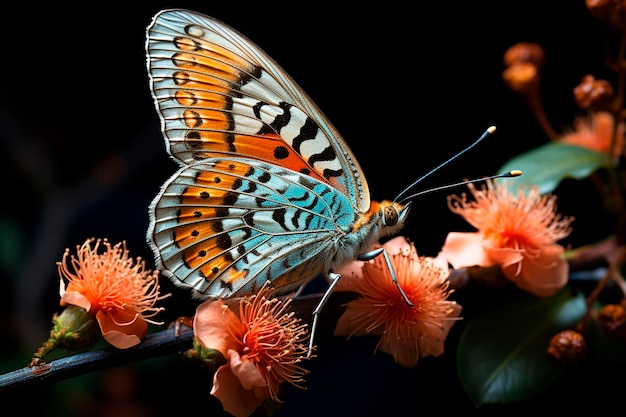 Vlinder op de bloem in het bos