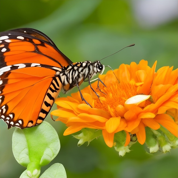 Vlinder op een oranje bloem