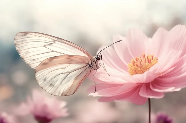 Vlinder op roze bloem Generatieve AI