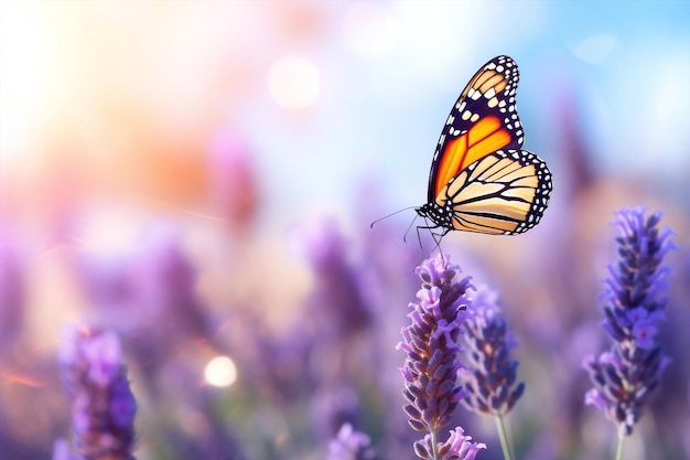 Vlinder paarse plant zomer natuur lavendel bloem macro veld schoonheid viool