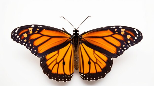 Foto vlinder vol lichaam op witte achtergrond
