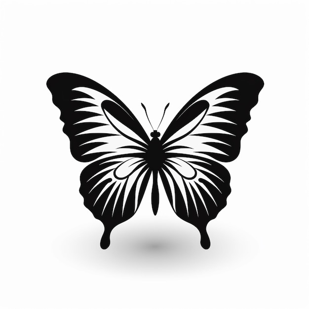 Foto vlinder zwart logo ontwerp eenvoudige vector witte achtergrondafbeelding ai gegenereerde kunst