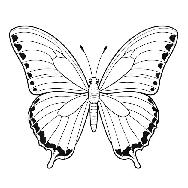 Foto vlindercontour met lineaire platte details kleurblad
