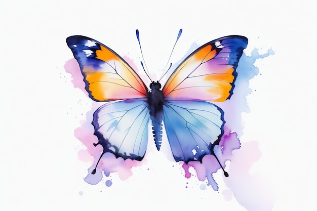 Vlinderfoto opgesteld in aquarelstijl