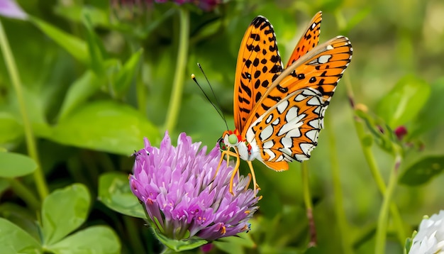 Vlinderinstelling op bloementuin