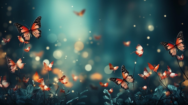 vlinders met bladeren en harten op een witte achtergrond