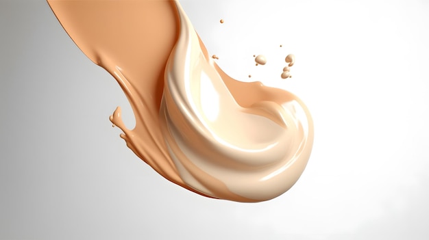 Vloeibare foundation splash element vloeibare make-up crème 3d illustratie