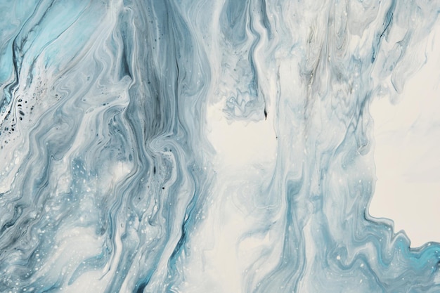 Vloeibare kunst vloeibare witte en blauwe abstracte verf druppels en golf marmer effect achtergrond of textuur