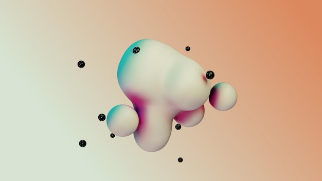 Foto vloeibare vloeistof dynamische abstracte geanimeerde witte metaball zwevende bollen blobs druppels bubbels in