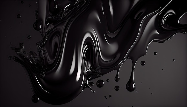 Foto vloeibare zwarte olie close-up achtergrond gestructureerde swirl ai generatieve