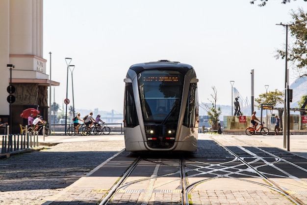 Vlt-trein in het centrum van Rio de Janeiro, Brazilië