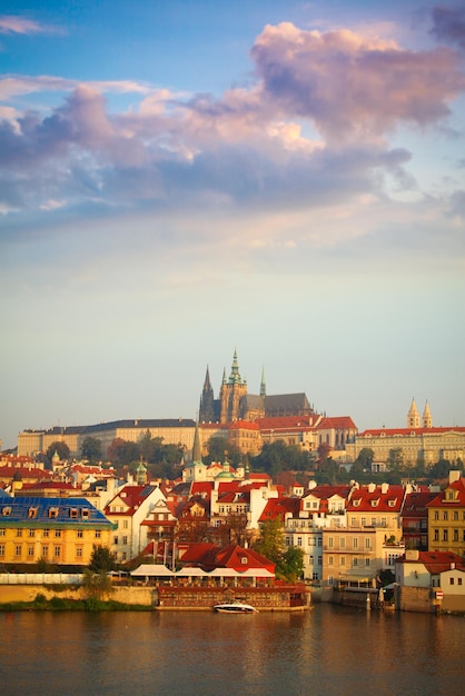 Vltava river and StVitus Cathedral in Prague