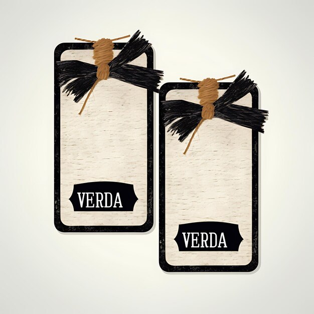 Foto vodka tag card juta design minimalista burlap bow tie borde 2d card design illustrazione creativa