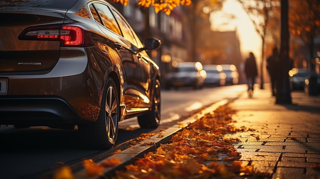 Voeding van een elektrische auto bij een tankstation Voeding van de brandstof van een elektrische auto bij een benzinestation generatieve ai