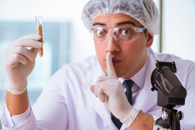 Voedingsdeskundige die voedingsmiddelen in laboratorium test