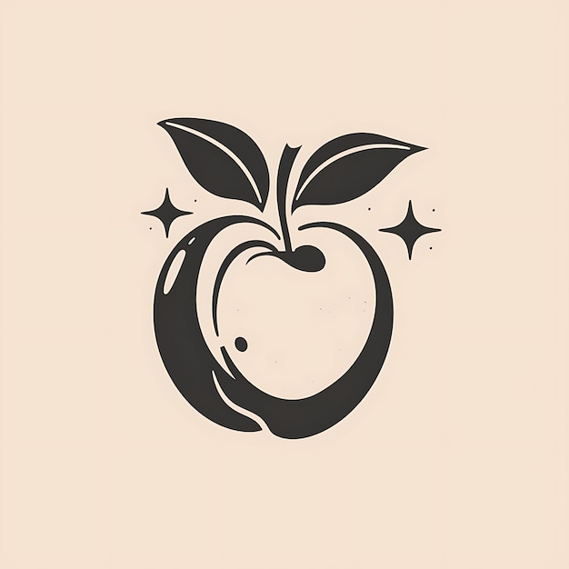 Voedingsrijke abrikozestempel Logo met decoratieve bladeren en een S Abstract Outline Tattoo T-shirt Design