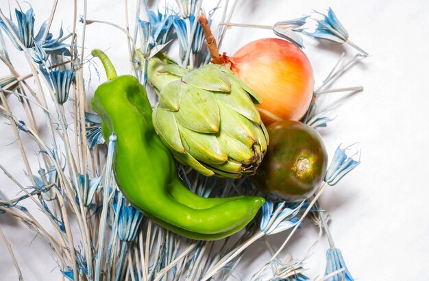 Voedingsstoffen stilleven van groenten en planten