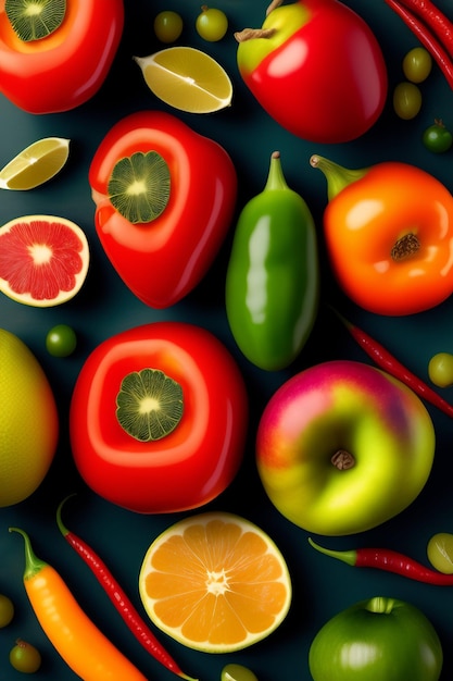 Voedsel achtergrond Fruit patroon Lekker eten illustratie gegenereerd Ai