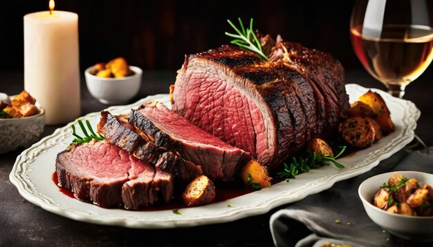 Foto voedsel achtergrond van rundvlees steak voor het diner