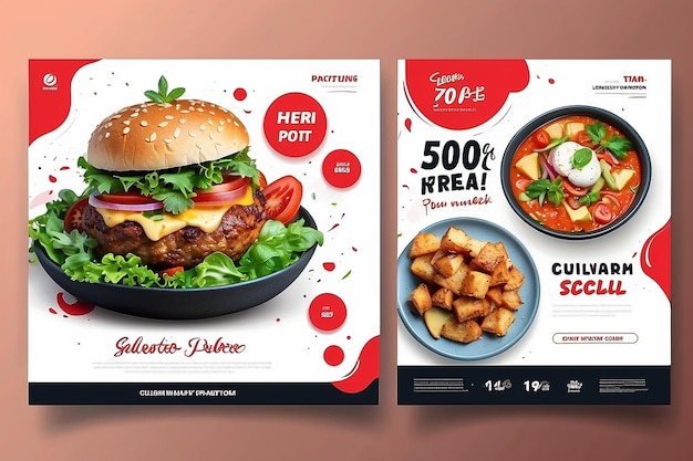 Voedsel culinaire Social Media Post promotie sjabloon Premium Vector
