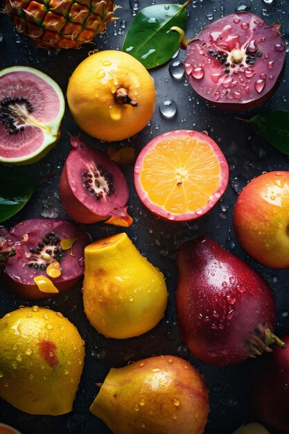 Voedsel fruit aardbei groen vloeibaar vitamine vers gezond achtergrond druppel water Generatieve AI