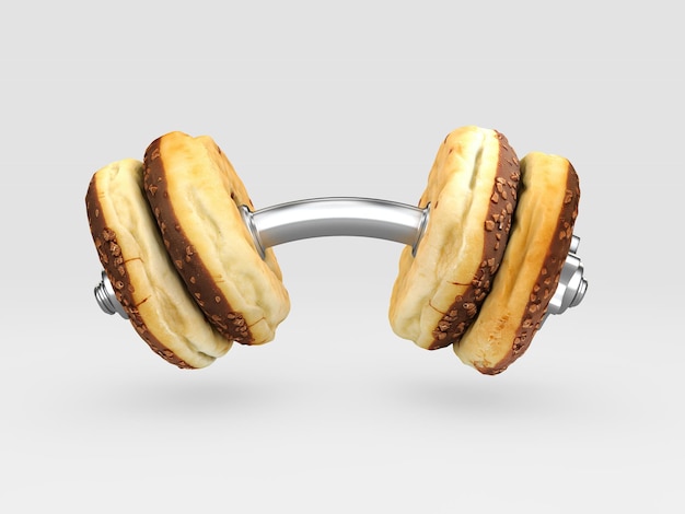 Voedsel halter, de keuze tussen sport en fast food, uitknippad inbegrepen, 3d illustratie.