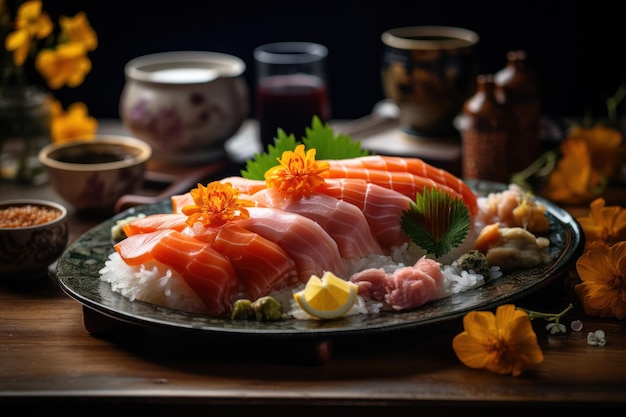 voedsel rol maaltijd rijst set zeevruchten japan vis sushi japanese generatieve AI