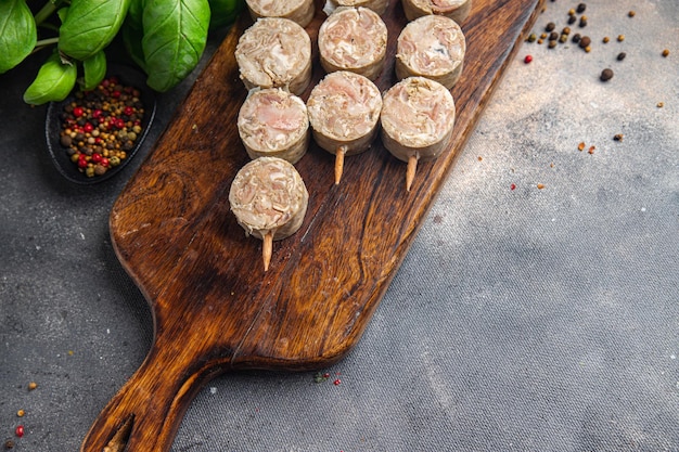 voedsel slachtafval vlees kebab Troyes varkensvlees vers gerecht gezonde maaltijd voedsel snack op tafel kopieer ruimte voedsel