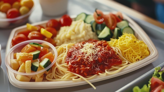 Foto voedsel warme schoollunch