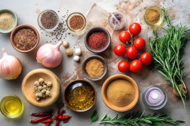 Foto voedselingrediënten voor het koken flat lay professionele reclame-voedselfotografie