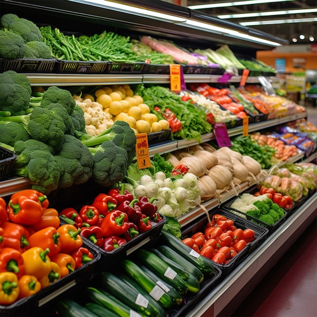Voedselvertoning voor groenten op de markt