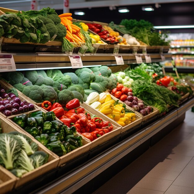 Voedselvertoning voor groenten op de markt