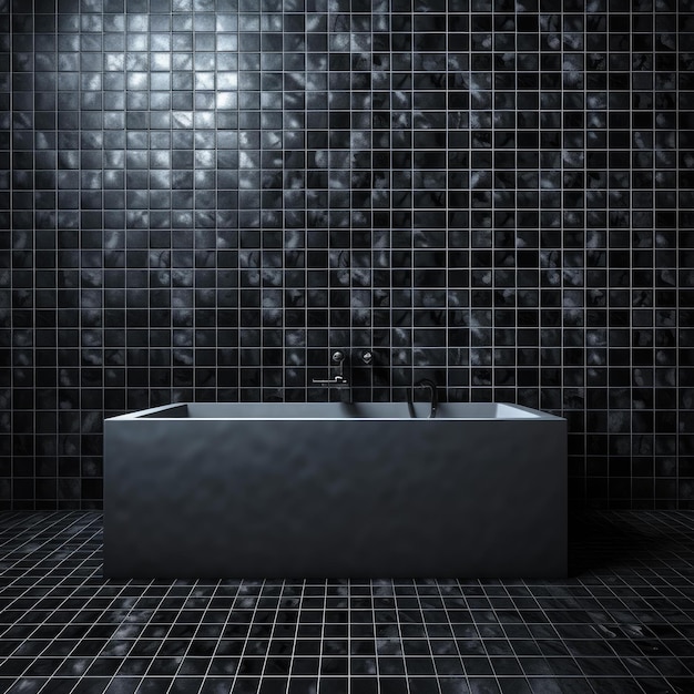 Foto voeg diepte en textuur toe geometrische rasterbehangtextuur voor een eigentijdse badkamerlook