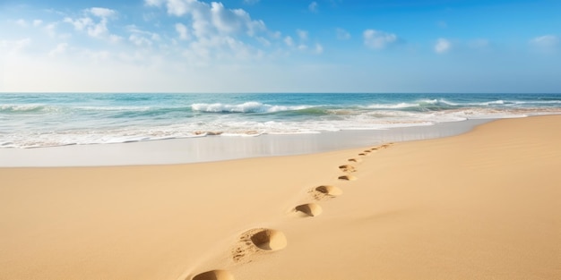 Voetafdrukken in het zand op een strand