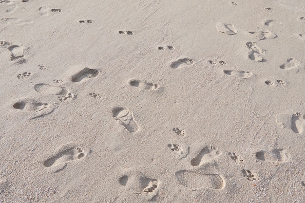 Foto voetafdrukken op een zandstrand