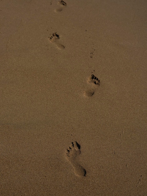 voetafdrukken op het strand